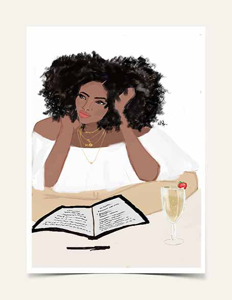 "Champagne & A Book" | Art Print - Nicholle Kobi