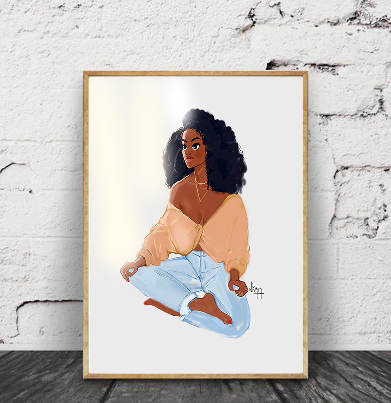 "Black Girl x Meditate " | Art Print - Nicholle Kobi