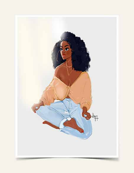 "Black Girl x Meditate " | Art Print - Nicholle Kobi