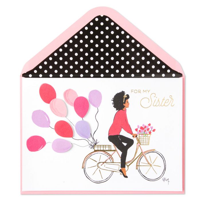 Girl on Bike Birthday Card (For Sister) I Papyrus x Nicholle Kobi - Nicholle Kobi